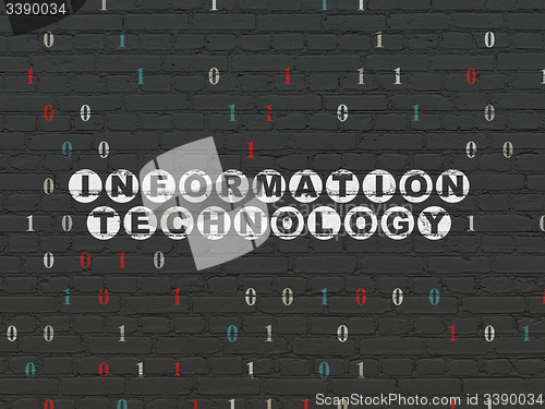 Image of Data concept: Information Technology on wall background