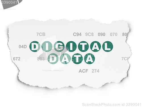 Image of Data concept: Digital Data on Torn Paper background