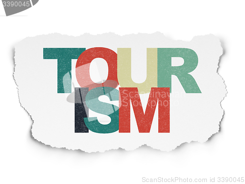 Image of Travel concept: Tourism on Torn Paper background
