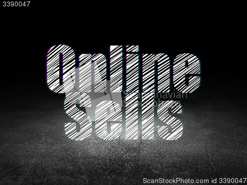 Image of Marketing concept: Online Sells in grunge dark room