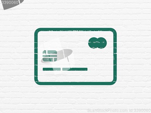 Image of Currency concept: Credit Card on wall background