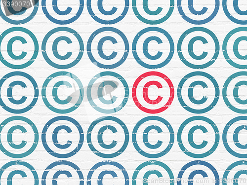 Image of Law concept: copyright icon on wall background