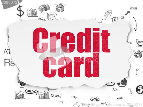 Image of Money concept: Credit Card on Torn Paper background
