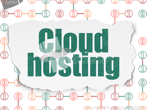 Image of Cloud technology concept: Cloud Hosting on Torn Paper background