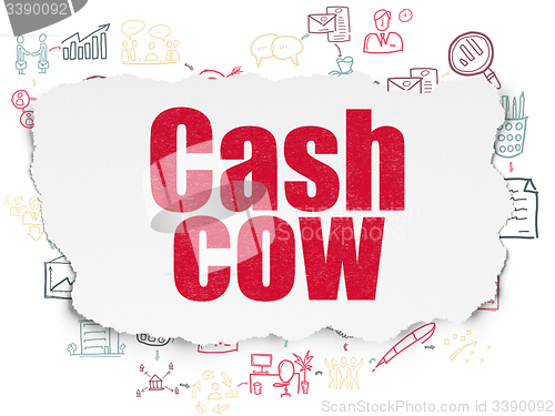 Image of Finance concept: Cash Cow on Torn Paper background