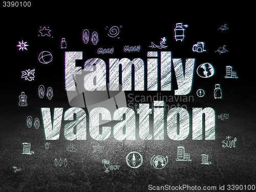 Image of Tourism concept: Family Vacation in grunge dark room