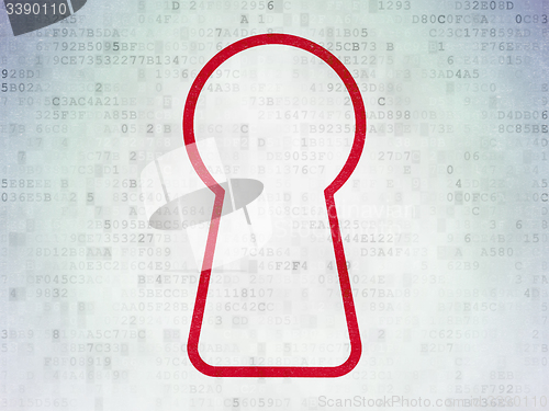 Image of Information concept: Keyhole on Digital Paper background