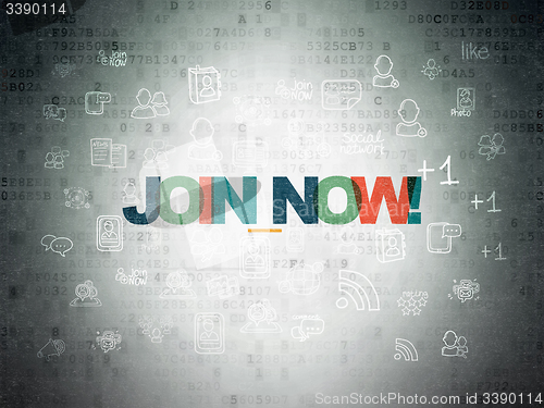 Image of Social media concept: Join now! on Digital Paper background