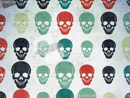 Image of Medicine concept: Scull icons on Digital Paper background