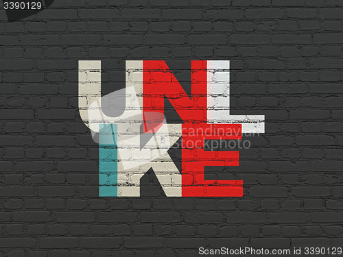 Image of Social network concept: Unlike on wall background