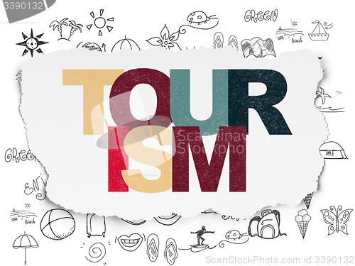 Image of Travel concept: Tourism on Torn Paper background