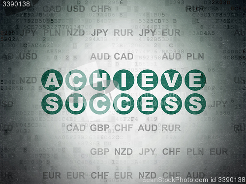 Image of Finance concept: Achieve Success on Digital Paper background