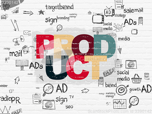 Image of Marketing concept: Product on wall background
