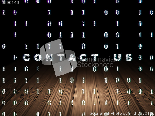 Image of Business concept: Contact us in grunge dark room