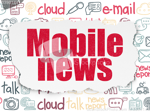Image of News concept: Mobile News on Torn Paper background