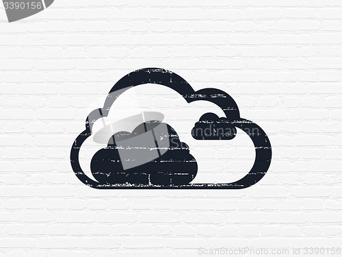 Image of Cloud technology concept: Cloud on wall background