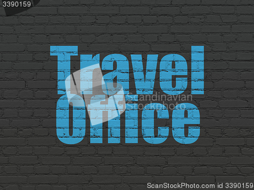 Image of Vacation concept: Travel Office on wall background