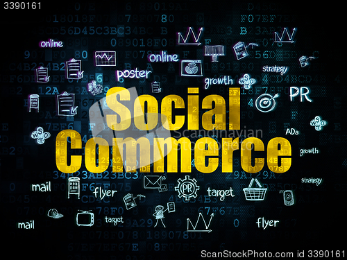 Image of Advertising concept: Social Commerce on Digital background