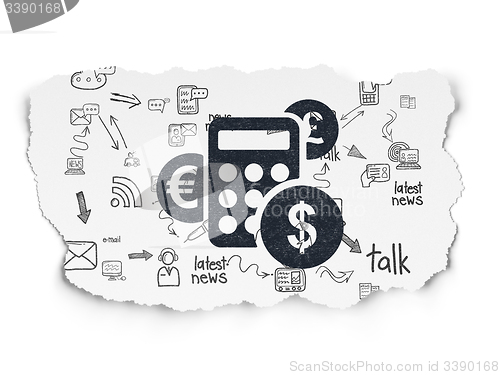 Image of News concept: Calculator on Torn Paper background
