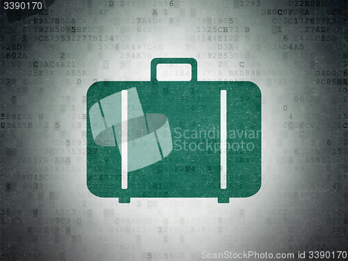 Image of Vacation concept: Bag on Digital Paper background