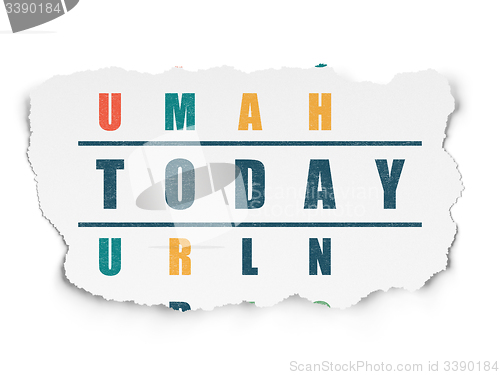 Image of Time concept: word Today in solving Crossword Puzzle
