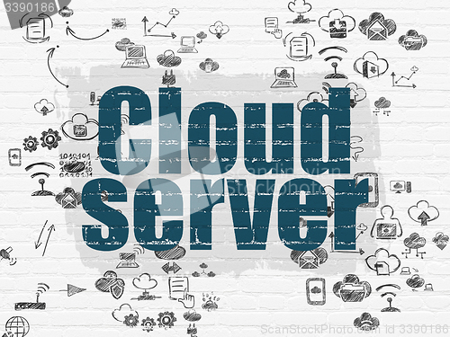 Image of Cloud computing concept: Cloud Server on wall background