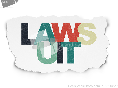 Image of Law concept: Lawsuit on Torn Paper background