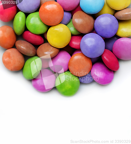 Image of White background with bright color candy