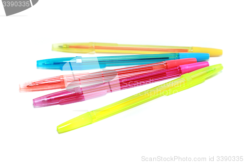 Image of Color pens on white background