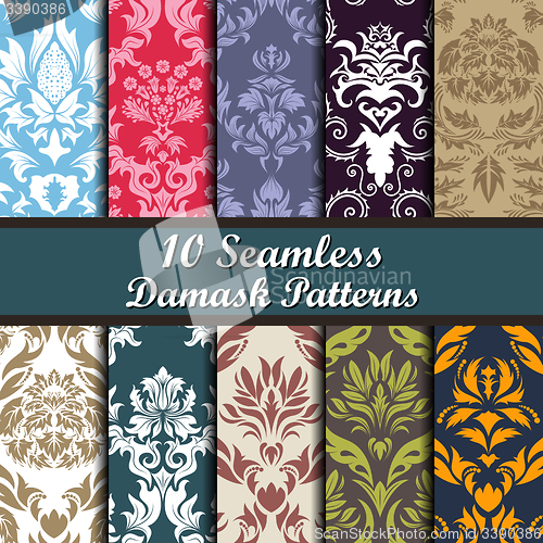 Image of Set of  Damask Seamless Patterns