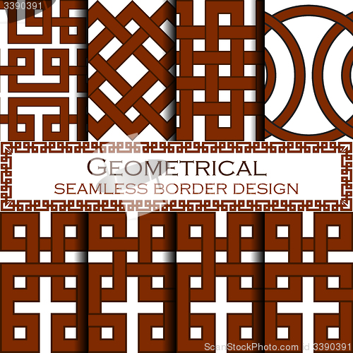 Image of Set of Oriental seamless borders