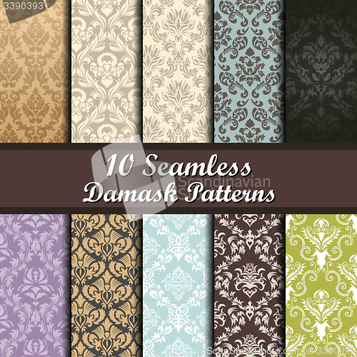 Image of Set of  Damask Seamless Patterns