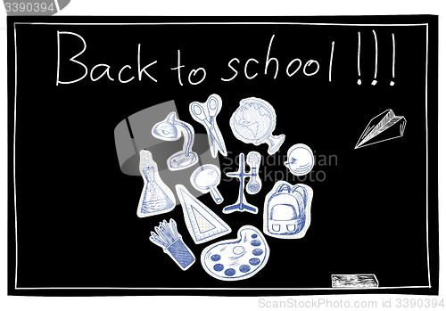 Image of Blackboard with educational symbols