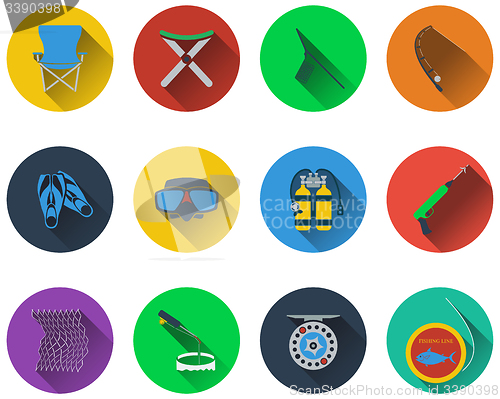 Image of Set of fishing icons