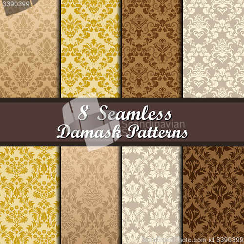 Image of Set of  Damask Seamless Patterns