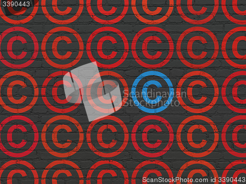 Image of Law concept: copyright icon on wall background