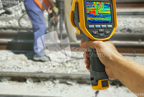 Image of Recording with Infrared camera Two Workers