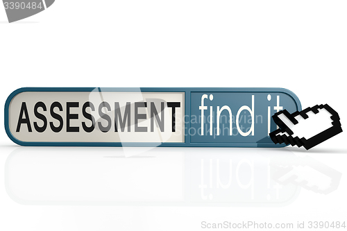 Image of Assessment word on the blue find it banner