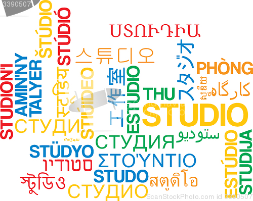 Image of Studio multilanguage wordcloud background concept