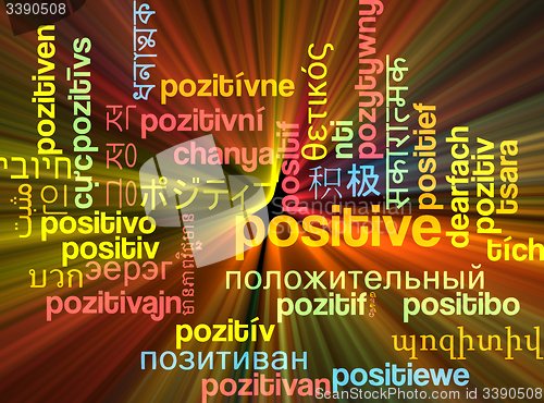 Image of Positive multilanguage wordcloud background concept glowing