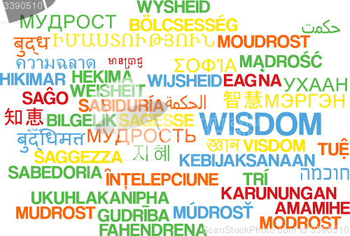 Image of Wisdom multilanguage wordcloud background concept