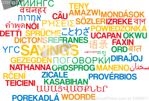Image of Sayings multilanguage wordcloud background concept