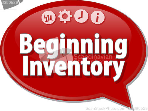 Image of Beginning Inventory  Business term speech bubble illustration