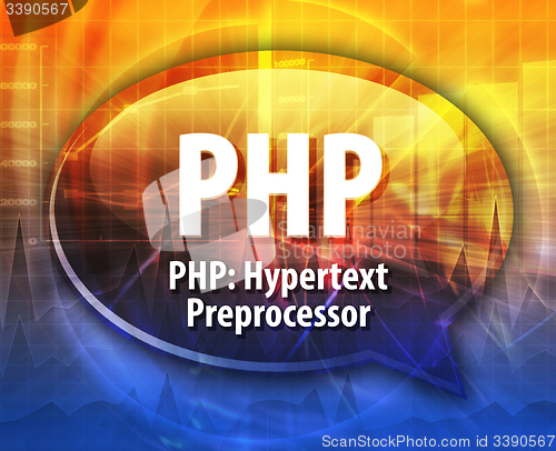 Image of PHP acronym definition speech bubble illustration