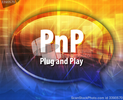 Image of PnP acronym definition speech bubble illustration