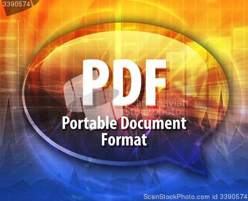 Image of PDF acronym definition speech bubble illustration