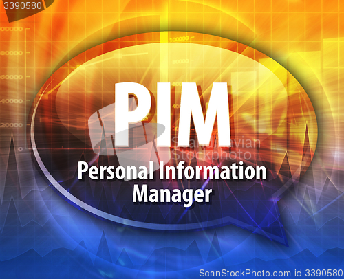 Image of PIM acronym definition speech bubble illustration