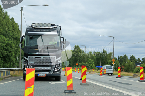 Image of Volvo FH Truck Drives Through Road Works