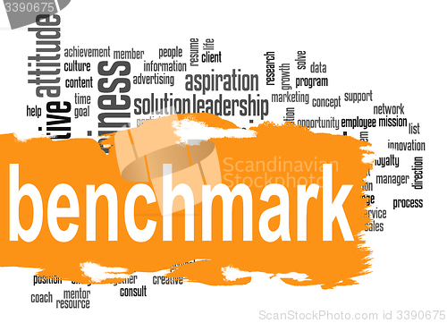 Image of Benchmark word cloud with orange banner