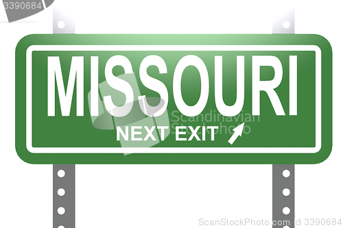 Image of Missouri green sign board isolated